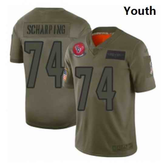 Youth Houston Texans 74 Max Scharping Limited Camo 2019 Salute to Service Football Jersey